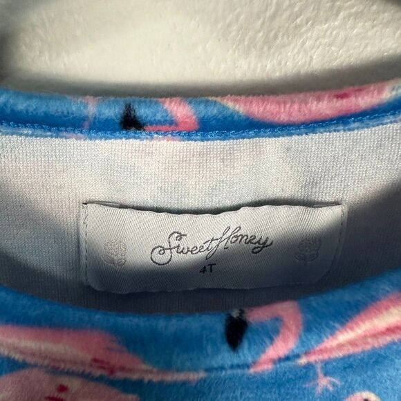 Sweethoney Girls 4T Terry Cloth Romper Flamingo Blue Summer Beach Pool Swim - Picture 3 of 4